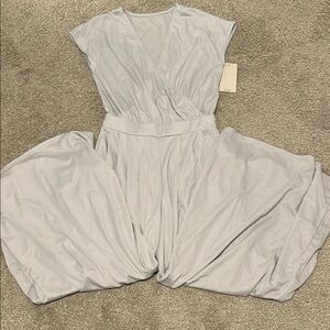 Halara light blue/graywide leg jump suit NWT